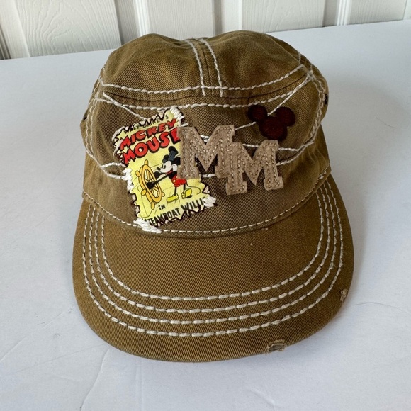 Disney Parks Steam Boat Willie Mickey Mouse Military Style Hat Adjustable Back - Picture 1 of 7